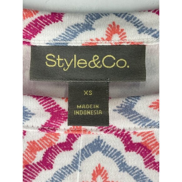 Style & Co. Womens XS Pima Cotton Top 3/4 Sleeve Simple Rose - Picture 8 of 9